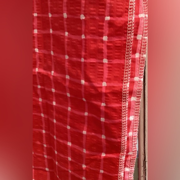 Lot Of 2 Seer Sucker Receiving Blankets Gender Neutral Red Check Handmade - Picture 1 of 4